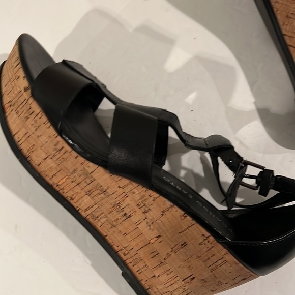 Franco Sarto Black Platform Wedge Cork Sandals Size 8 - Picture 5 of 14
